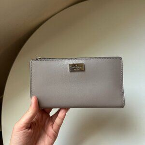 Kate Spade York Slim Bifold Leather Wallet - Lavender, Snap Closure
